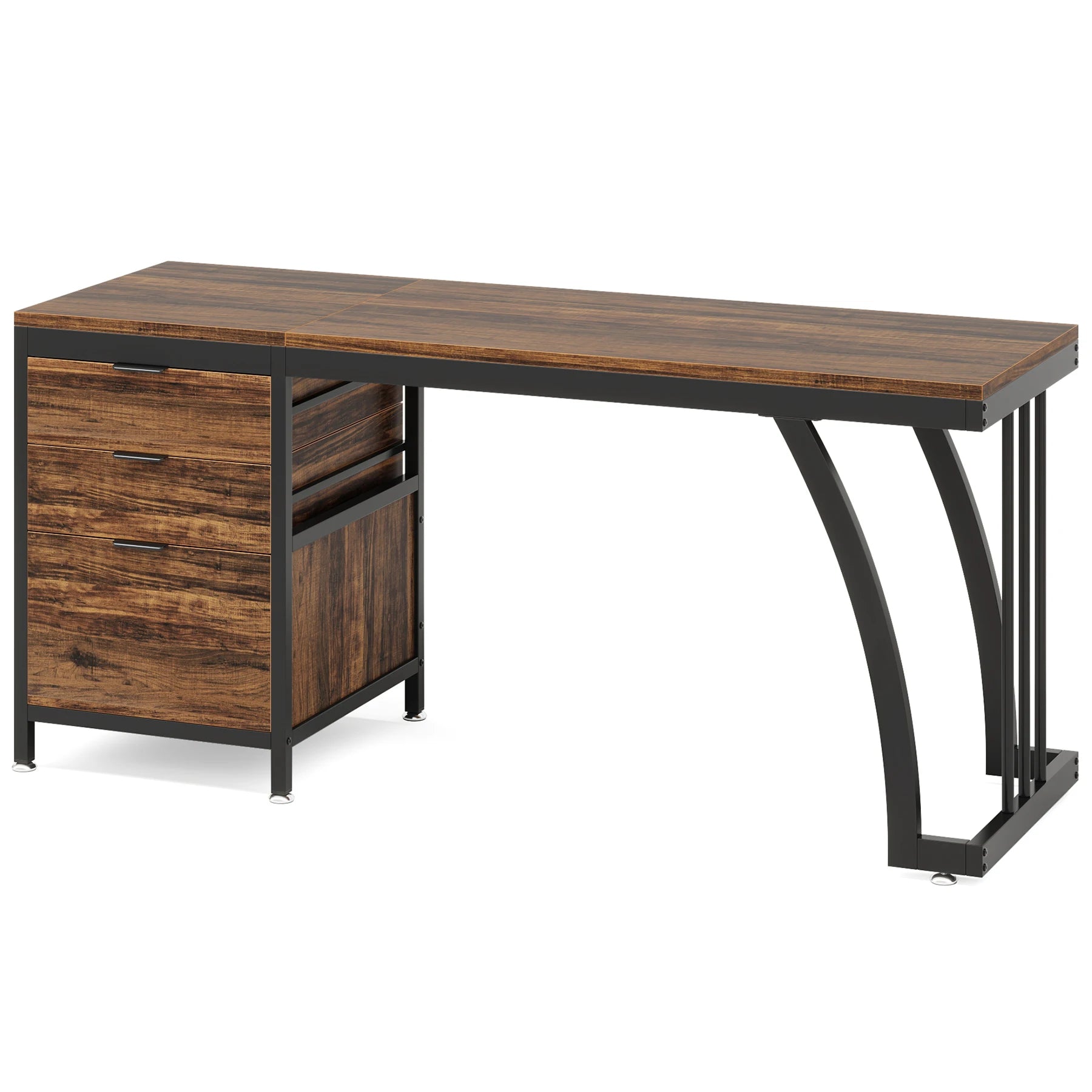 Industrial Computer Desk with 3 Drawers for Home Office — 59in Writing Table