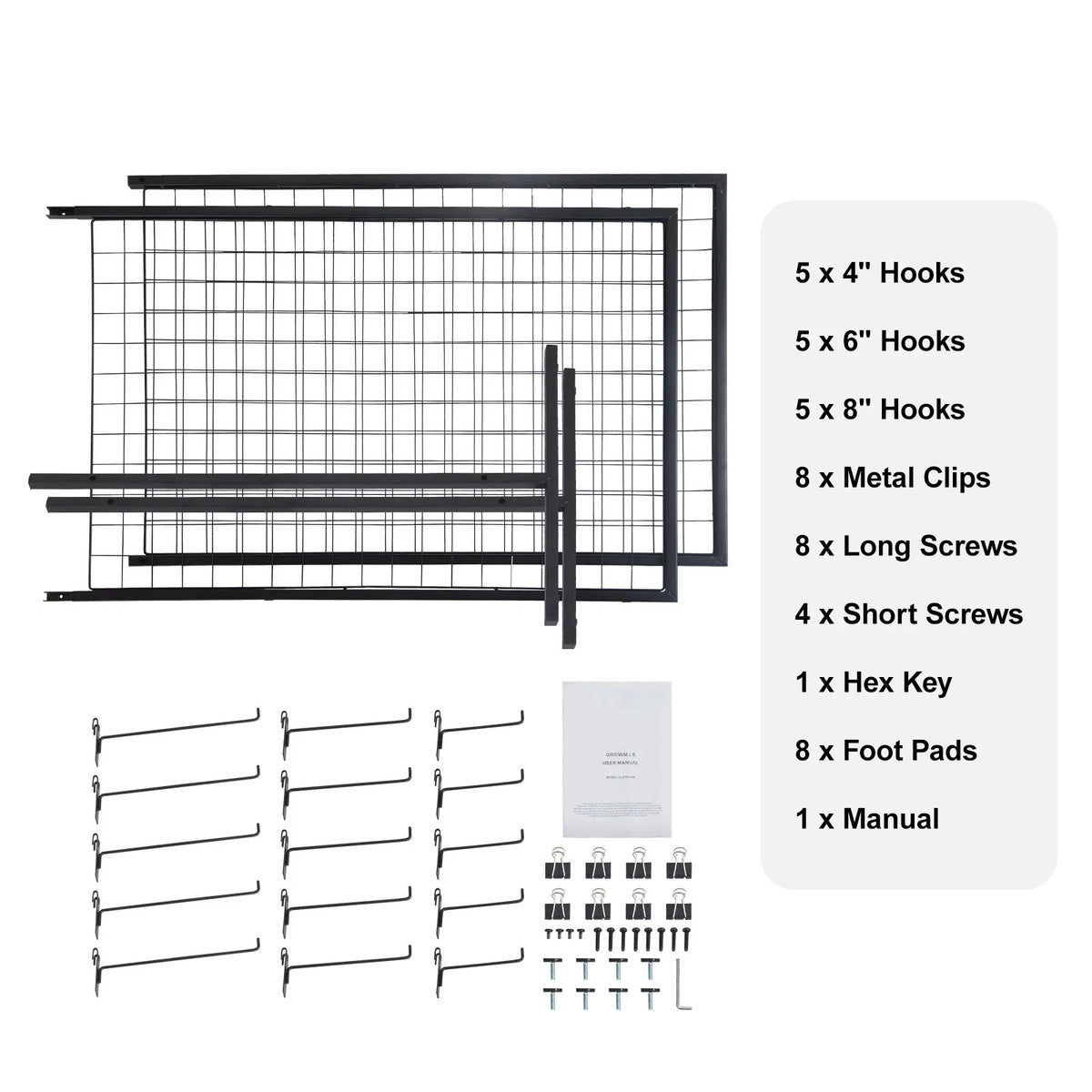 Gridwall Panels, 24.29" x 67.56" Double-Sided Display Rack, 2 Pack
