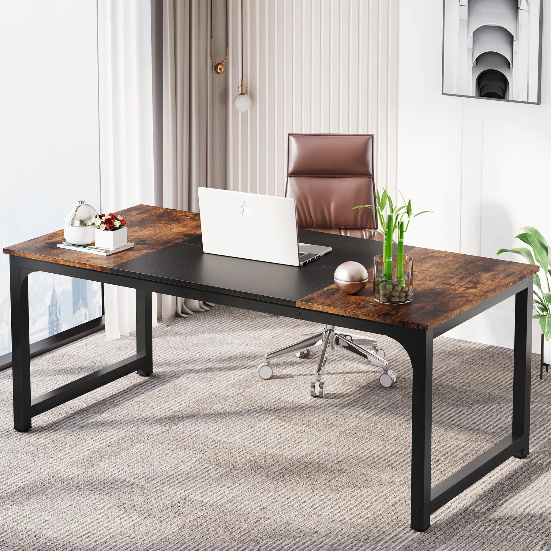Large 70in Executive Computer Desk for Home Office — Modern Writing Workstation