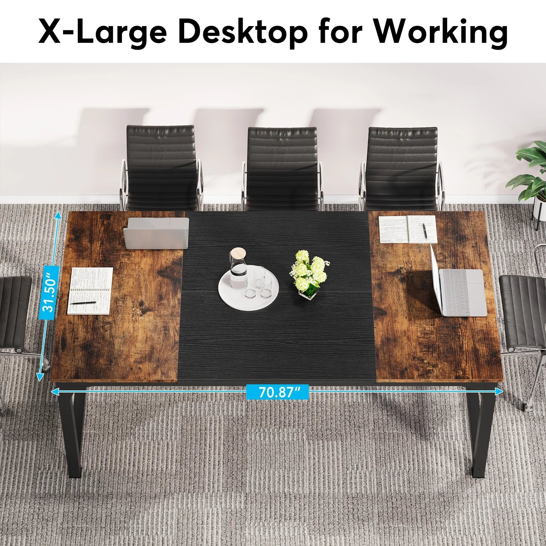 Large 70in Executive Computer Desk for Home Office — Modern Writing Workstation