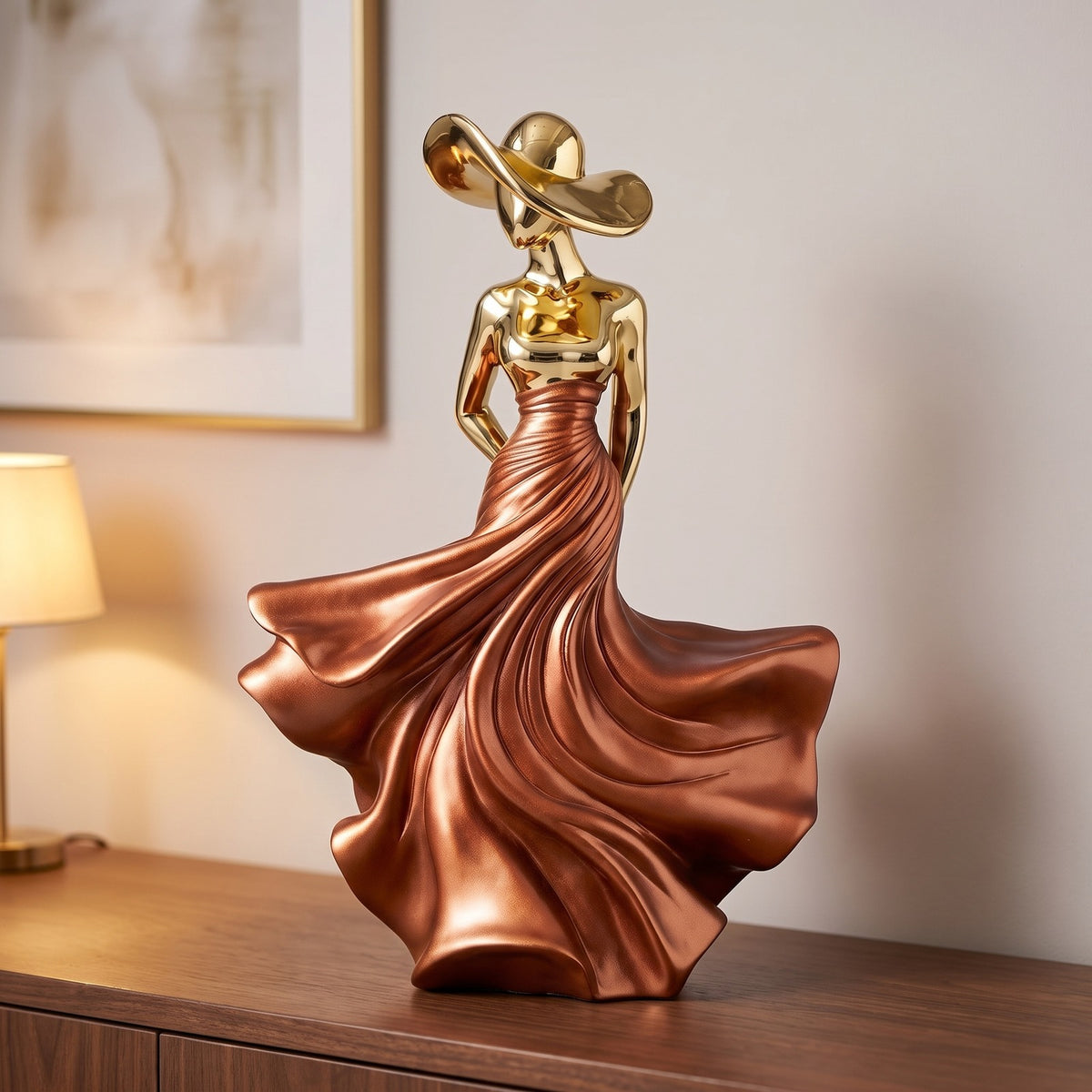 Abstract sculpture - Luxury Home Decor Electroplating Flocked Figure Figurine Desk