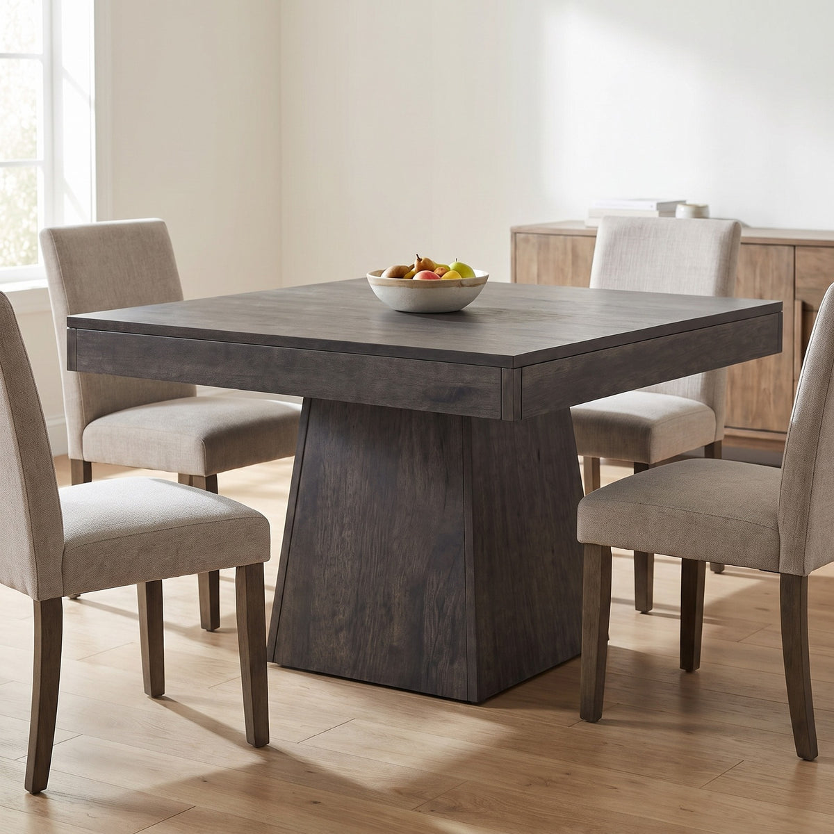 31.5" Square Dining Table, Farmhouse Pedestal Table Seats 4