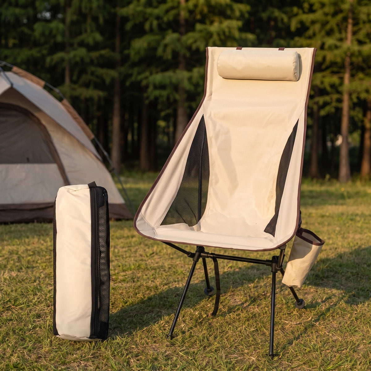 Portable Folding Camping Chair with Headrest Lightweight Tourist Chairs Aluminum Alloy