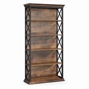 Industrial 6-Tier Bookcase with X-Frame for Living Room — 71in Tall Open Bookshelf