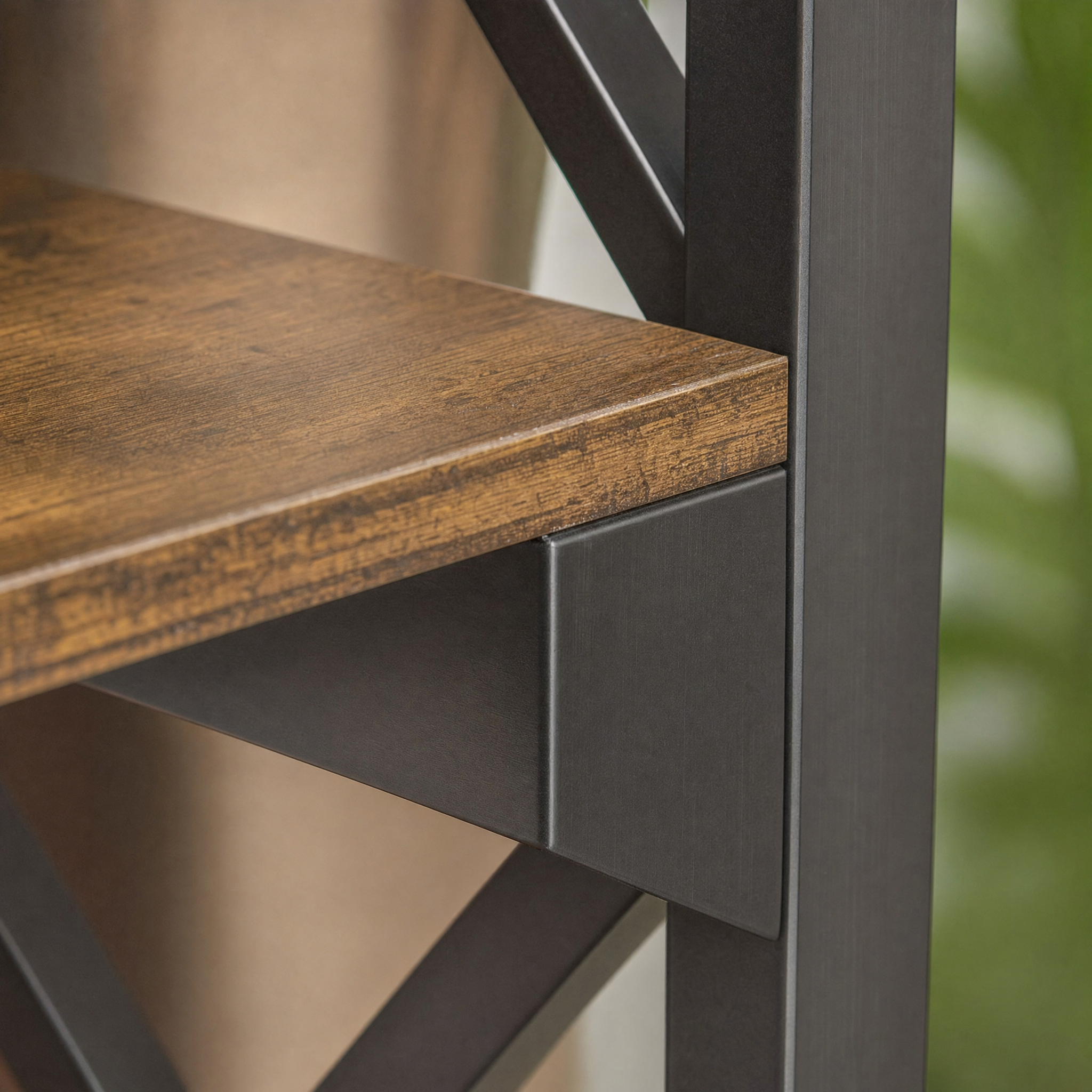 Industrial 6-Tier Bookcase with X-Frame for Living Room — 71in Tall Open Bookshelf