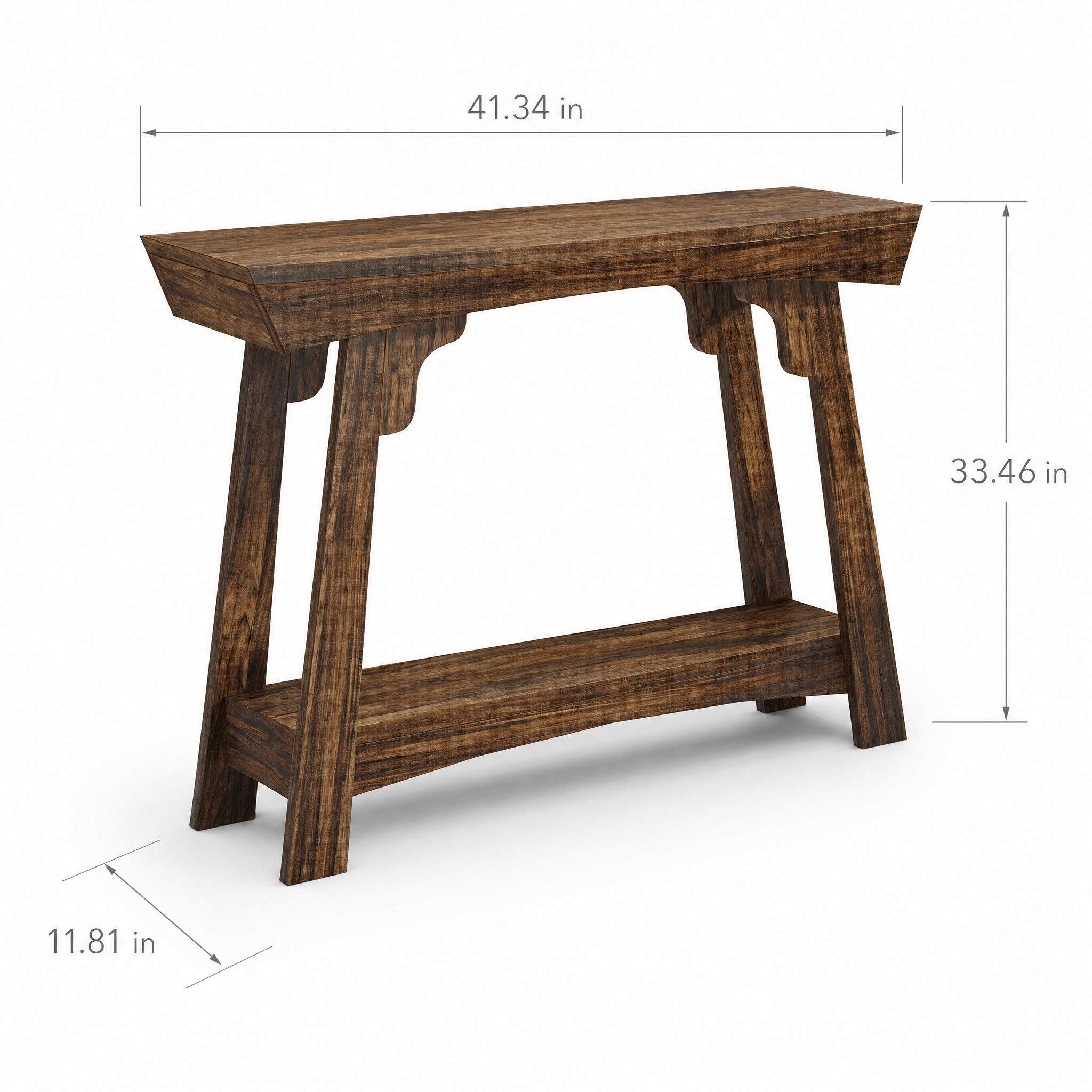Rustic Wood Console Table with Storage Shelf for Entryway — 41" Narrow