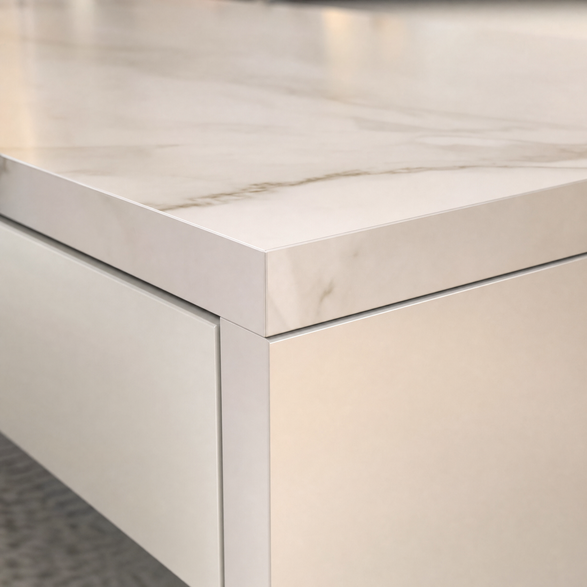 LED Coffee Table with Storage — Modern Faux Marble Coffee Table with Drawers for Living Room