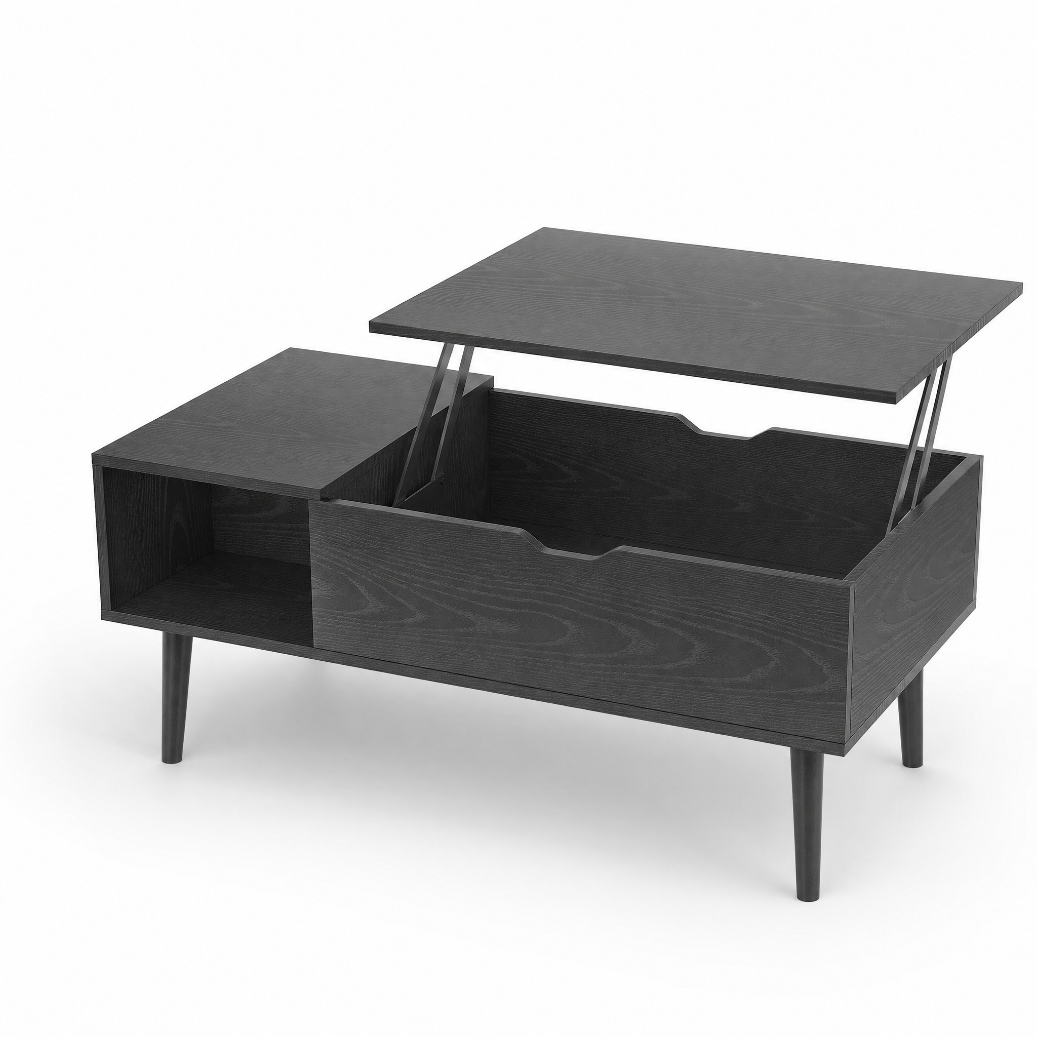 Mid-Century Lift-Top Coffee Table with Hidden Storage for Living Room — 39"W