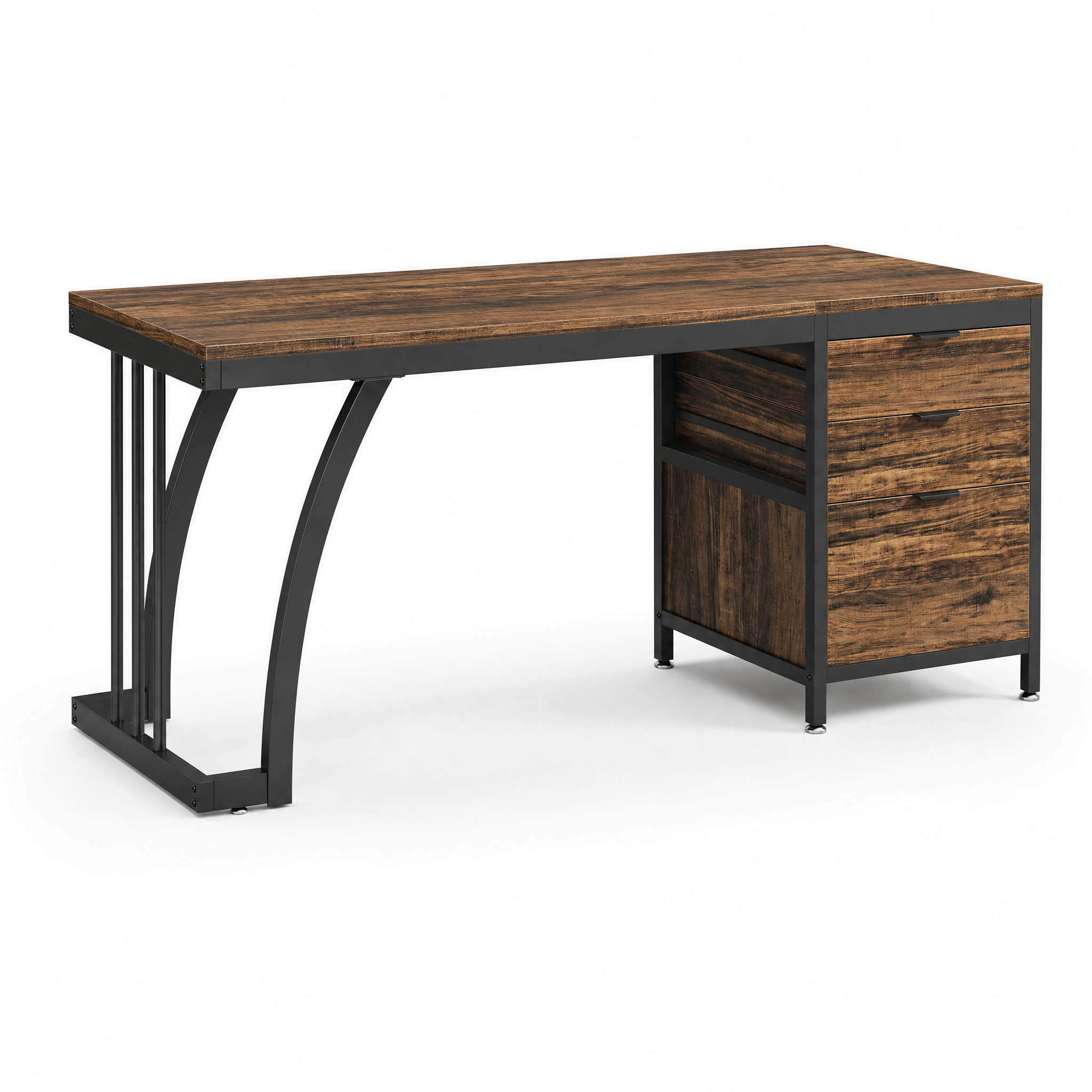 Industrial Computer Desk with 3 Drawers for Home Office — 59in Writing Table