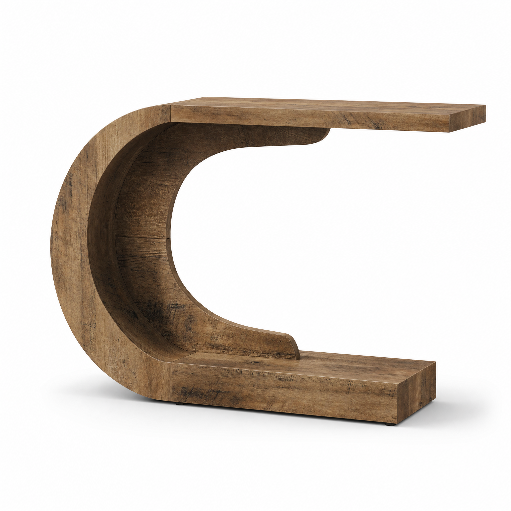 Curved Wood Console Table with Sculptural C-Base for Entryway — 43" Wide