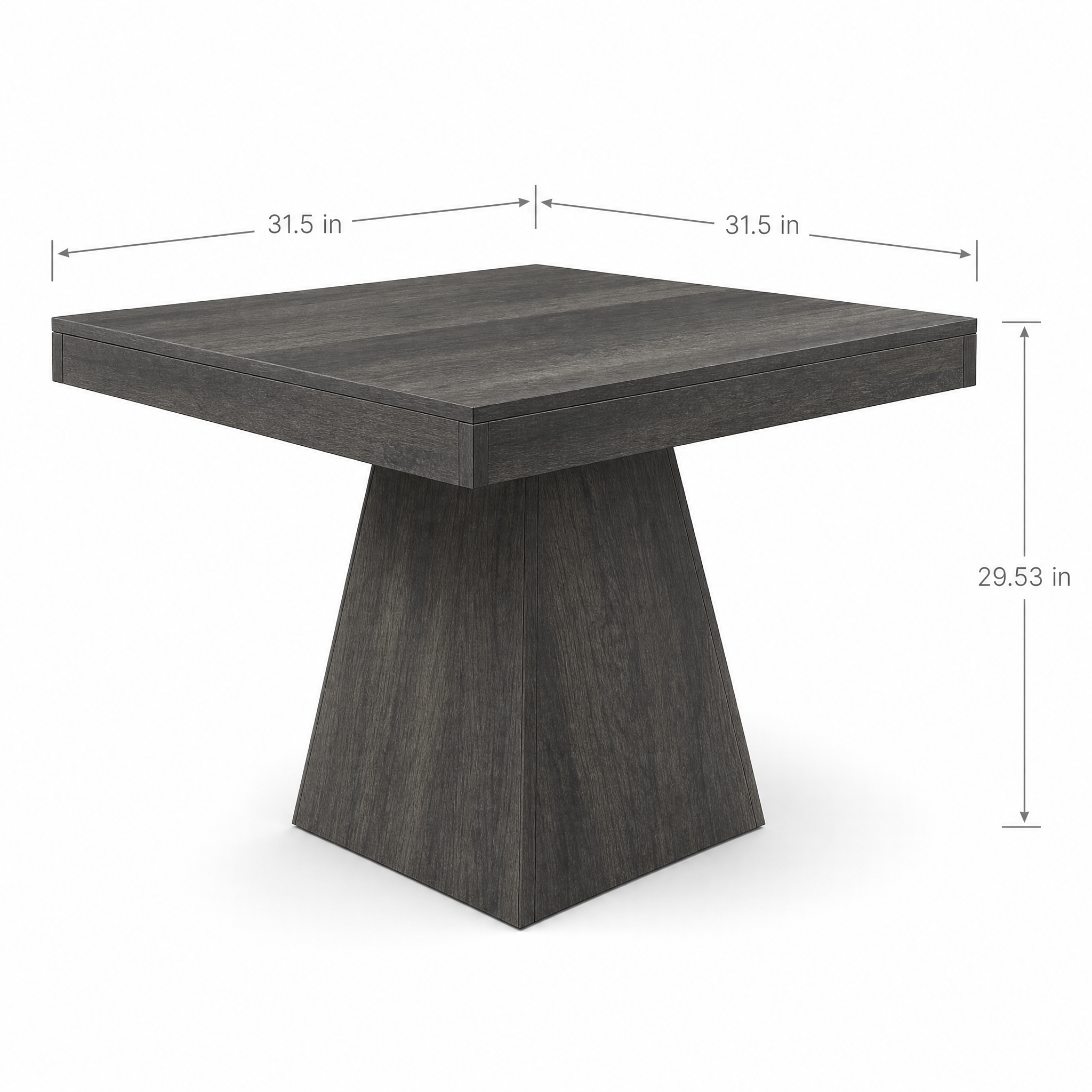 Farmhouse Square Dining Table with Pedestal Base for 4 — 31.5" Charcoal Wood