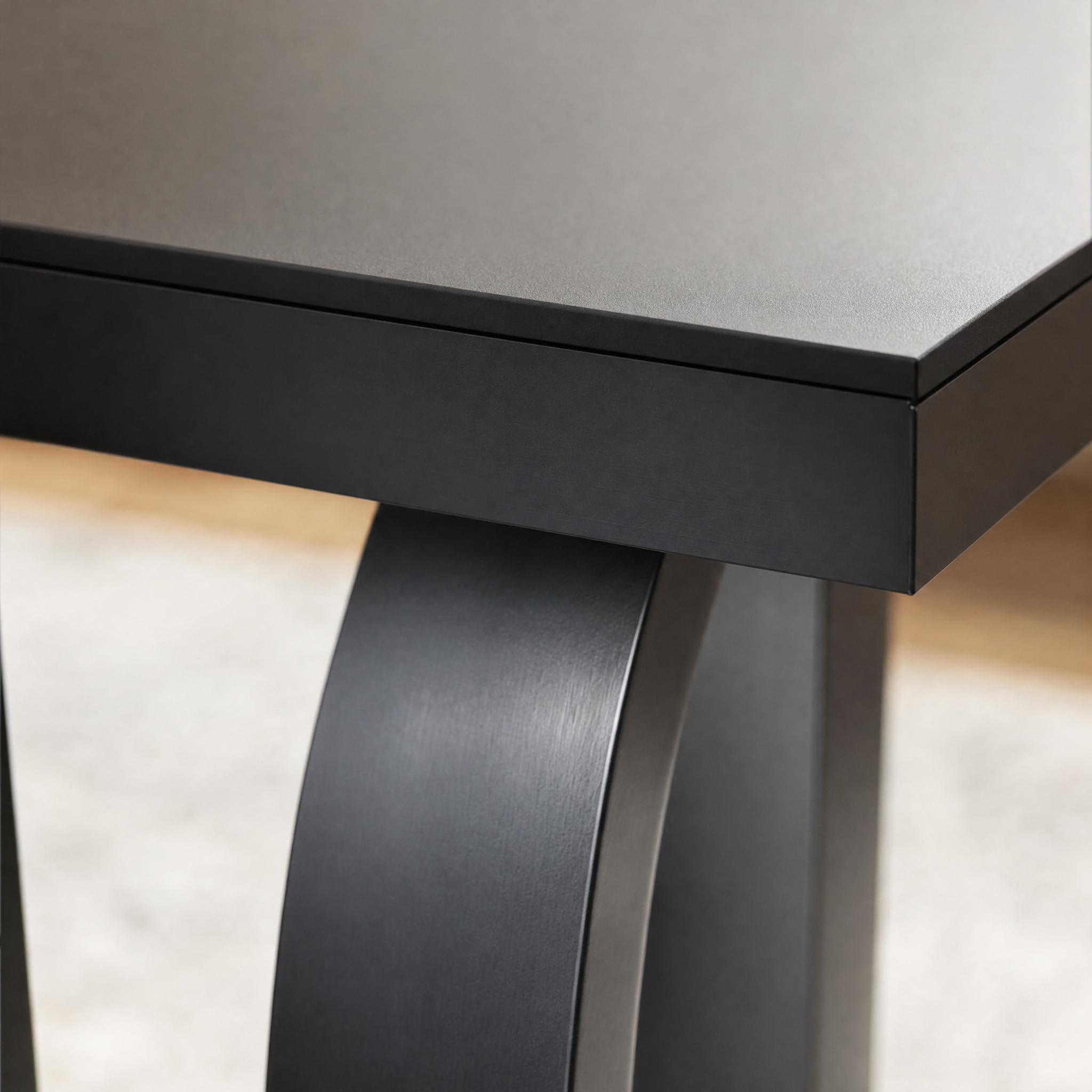 Modern Black 63" Dining Table with Curved Metal Pedestal Base for Kitchen — Seats 6