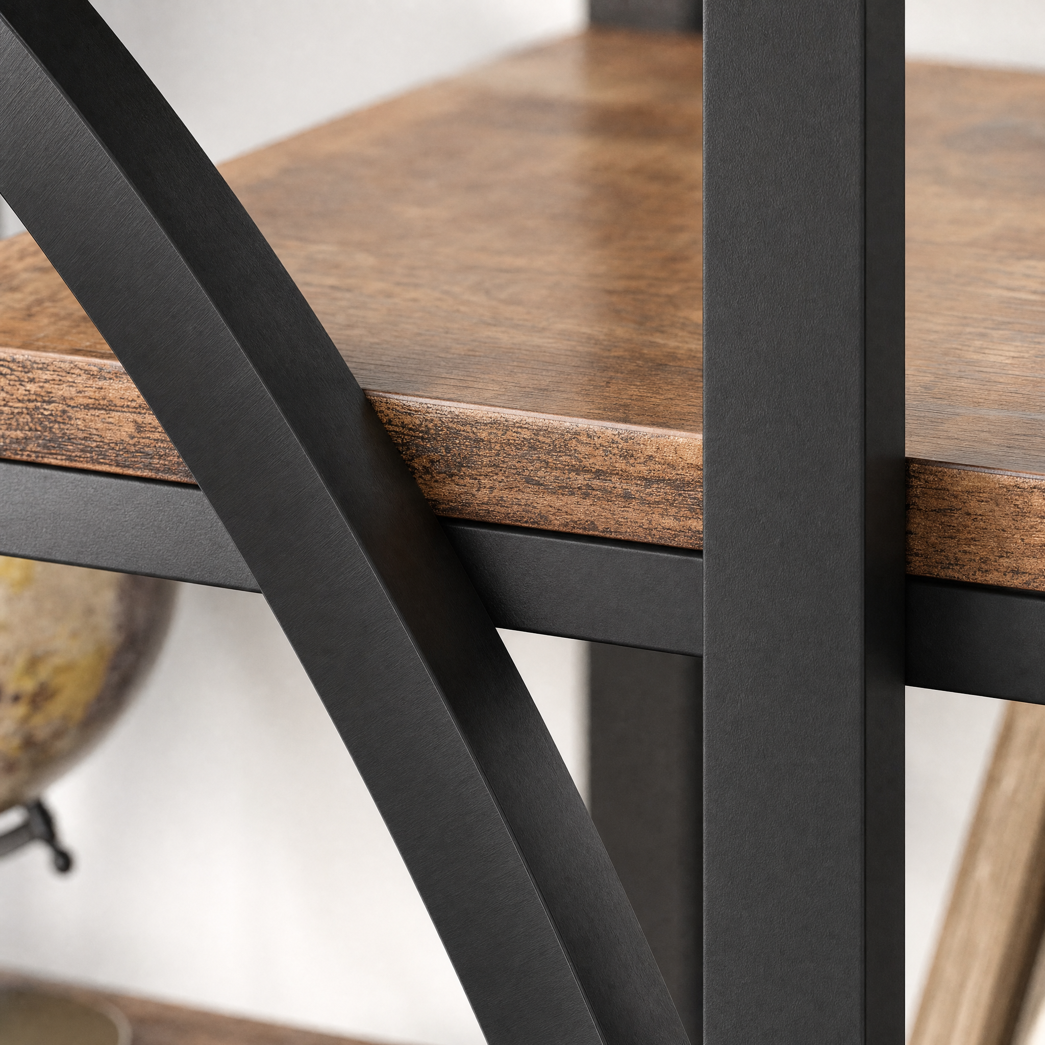 Industrial Etagere Bookcase with Curved Arc for Living Room — 71" Tall Freestanding