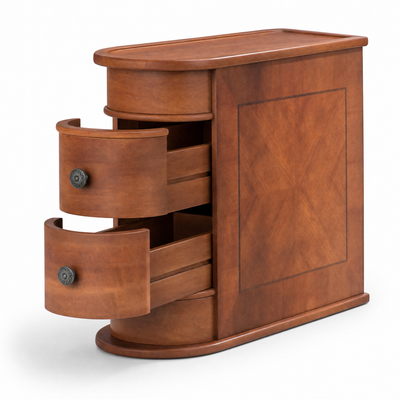 Solid Wood Narrow Side Table Nightstand with 2 Drawers for Living Room — 24" Tall