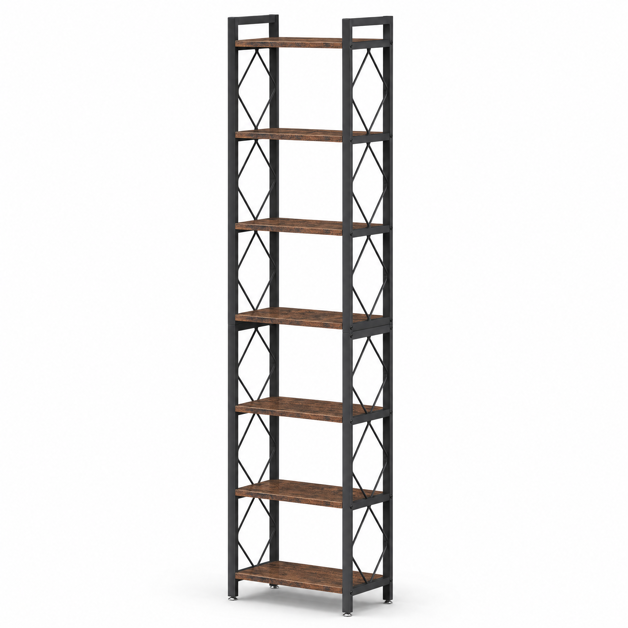 Industrial Narrow Bookshelf with 7 Tiers for Small Spaces — 78.7in Tall