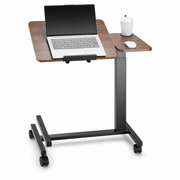 Walnut Mobile Laptop Table with Tilting Top & Casters for Bedside — Height-Adjustable Overbed Desk