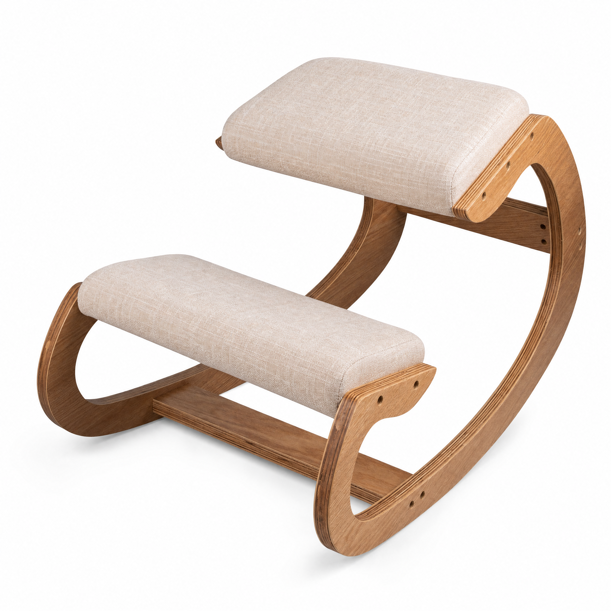 Bentwood Ergonomic Kneeling Chair with Rocking Base for Home Office — Natural Oak