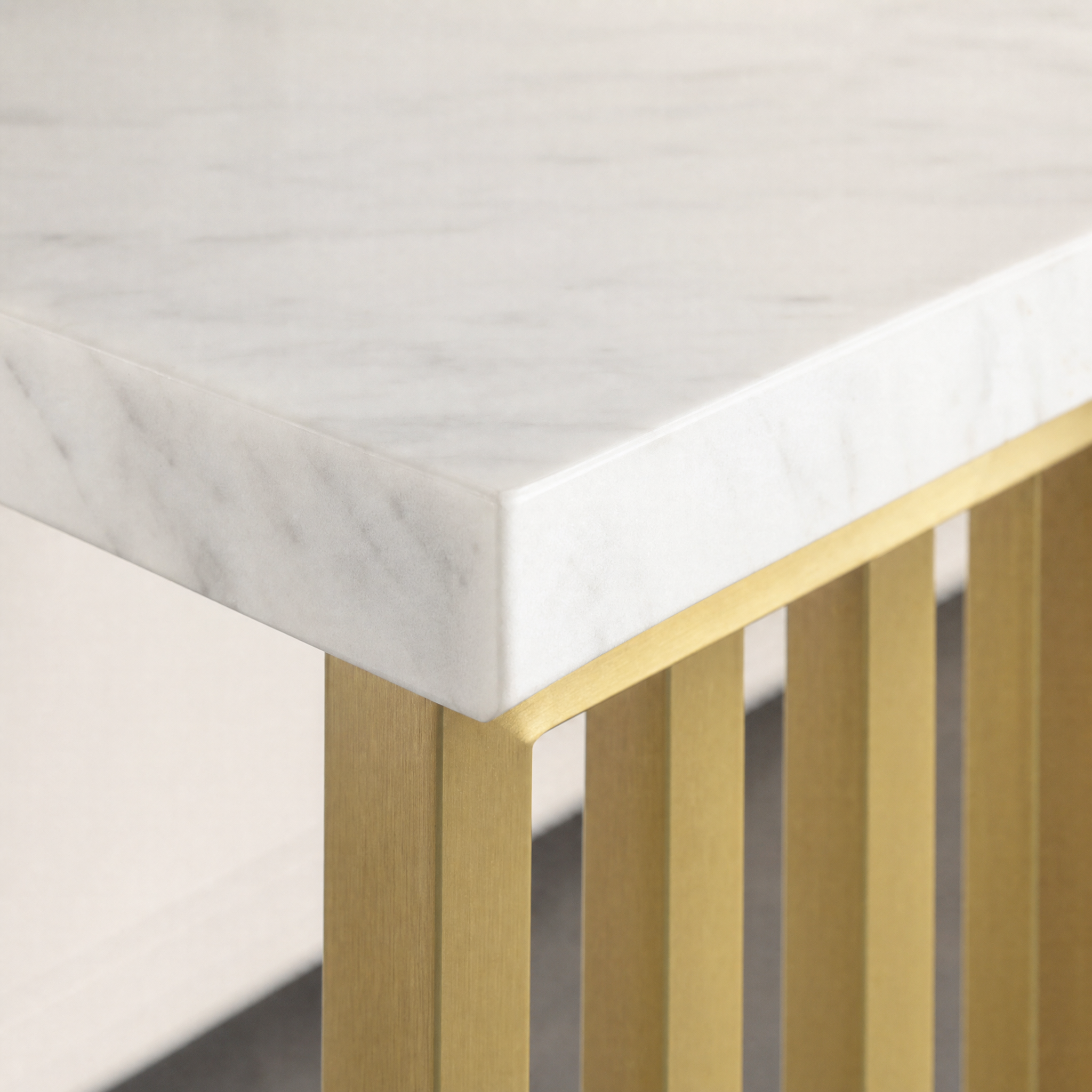 White Executive Desk with Gold Metal Legs for Home Office — 70.9"