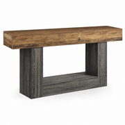 Two-Tone Farmhouse Console Table with Lower Shelf for Entryway — 63"