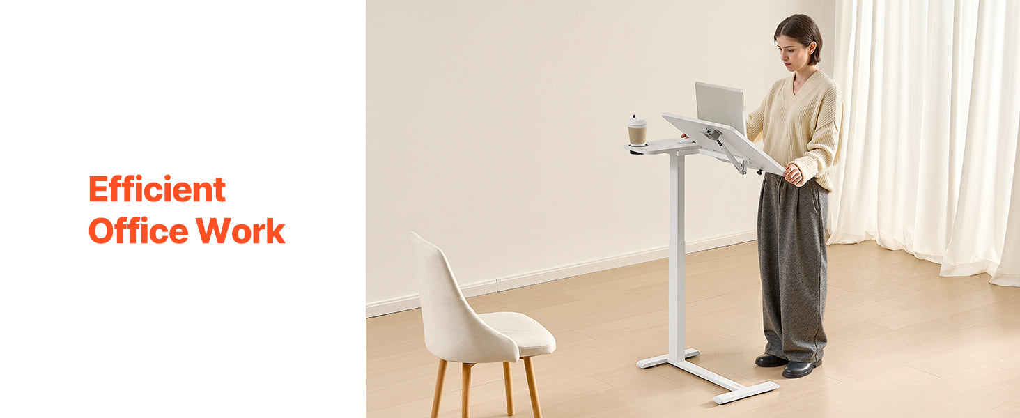 Walnut Mobile Laptop Table with Tilting Top & Casters for Bedside — Height-Adjustable Overbed Desk