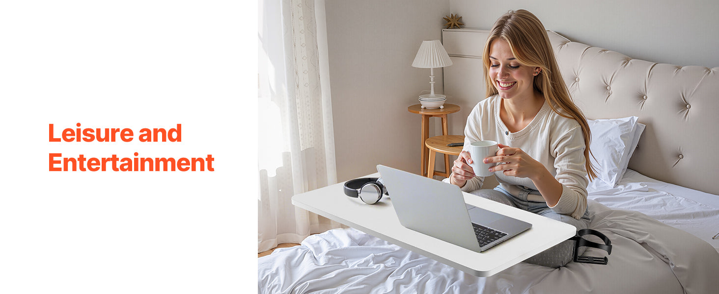 Walnut Mobile Laptop Table with Tilting Top & Casters for Bedside — Height-Adjustable Overbed Desk
