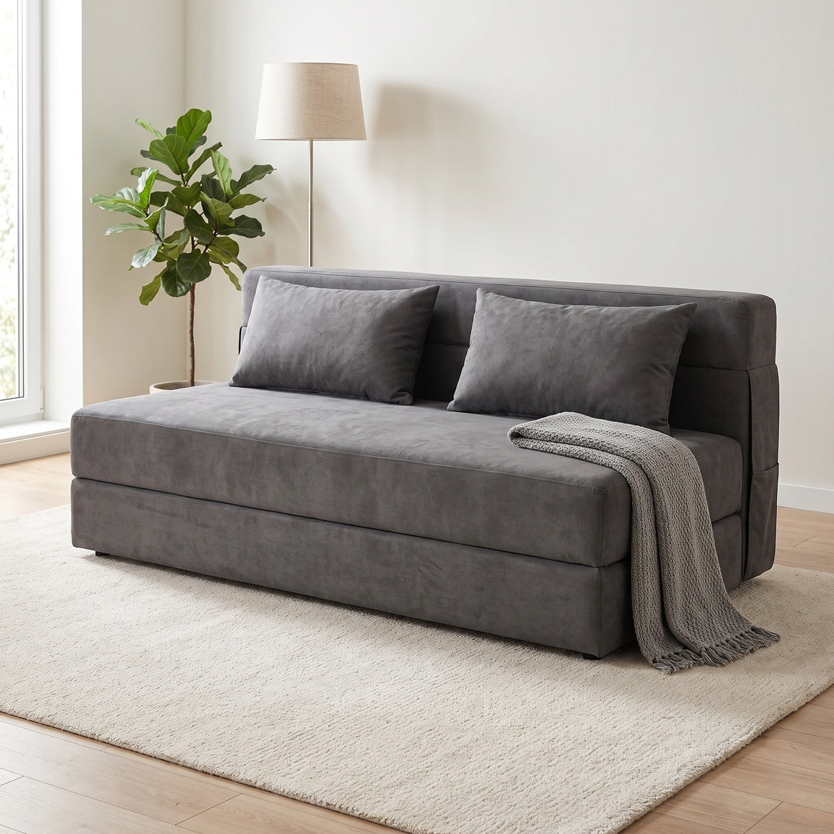 4-in-1 Folding Sofa Bed Convertible Sleeper Soft Corduroy Loveseat Couch
