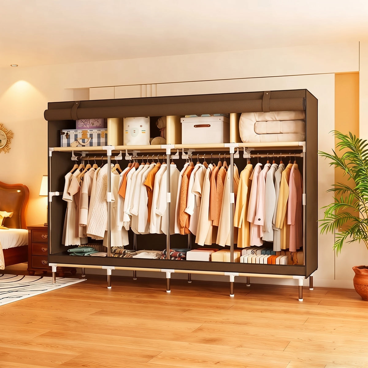Wardrobe closet - Spacious Closet Organizer for Dorm 8-Total Storage Areas, 30.7" x 26" x 6.7"