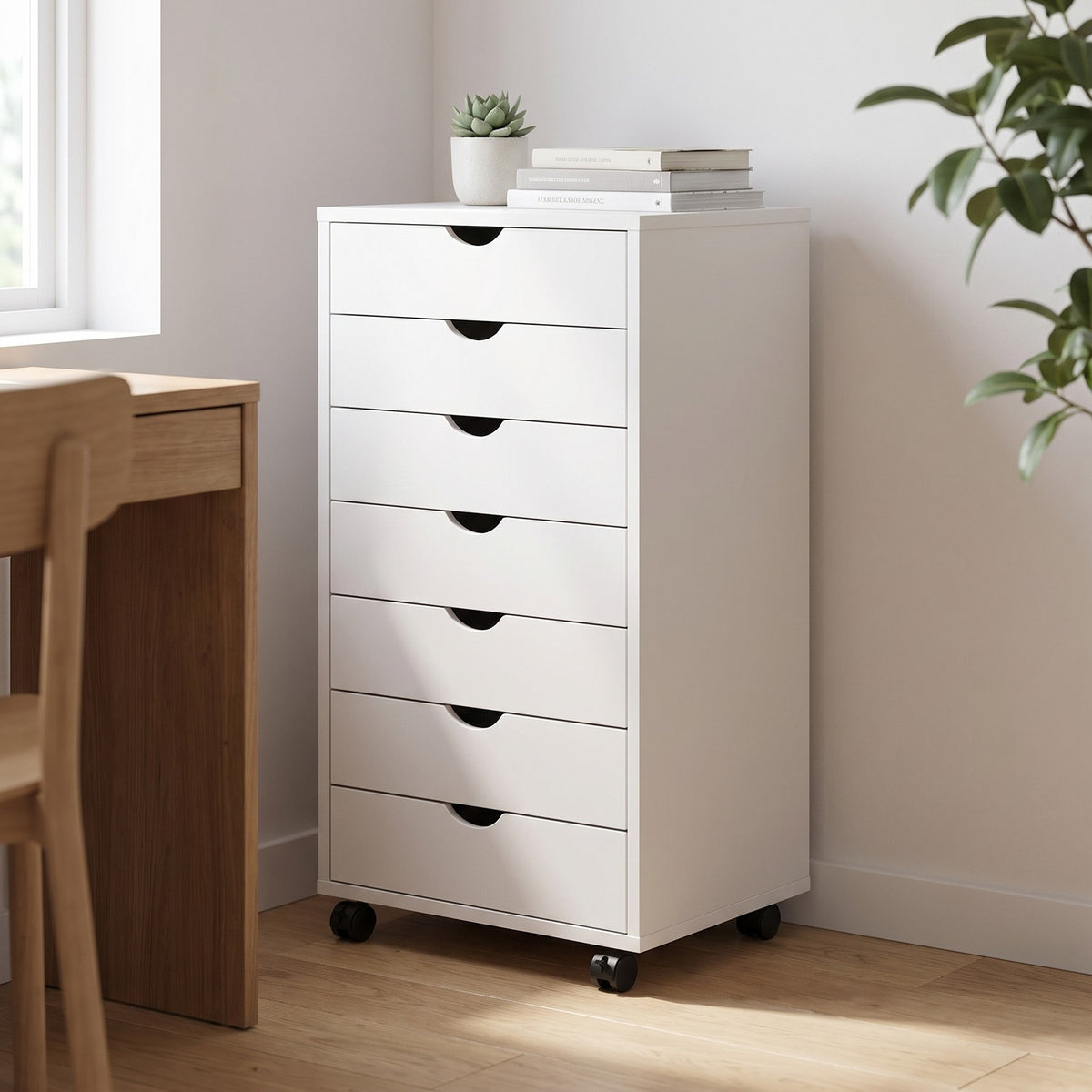 7-Drawer Rolling Dresser with Locking Casters, 34" Storage Chest