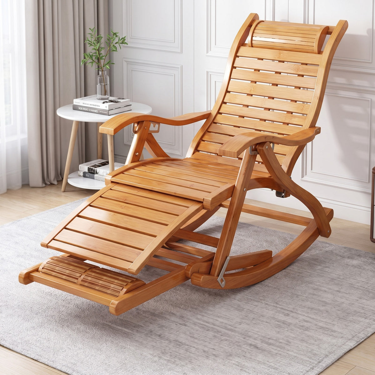 Zero gravity chair - Heavy Duty Folding Rocking Chair Bamboo Living Room Indoor